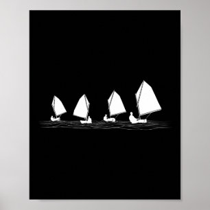 Poster Bateau à voile de dériveur Laser Optimist Course à