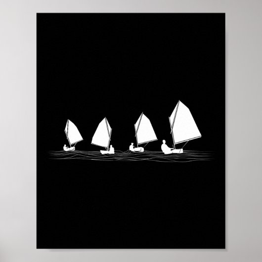 Poster Bateau à voile de dériveur Laser Optimist Course à (Devant)