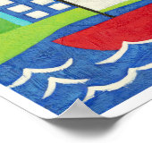 Poster Bateau à voile et ballon à air chaud avec Cityscap (Coin)