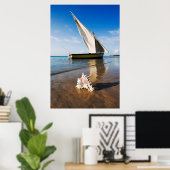 Poster Bateau À Voile Et Coquille | Mozambique, Benguerra (Bureau à domicile)