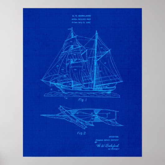 Poster Bateau à voile no 2 Brevet Plan directeur Thème cô (Devant)