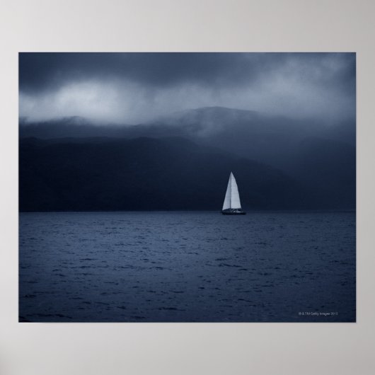 Poster Bateau à voile par temps orageux en Ecosse (Devant)