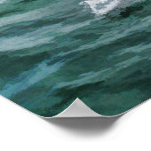 Poster Bateau à voile rouge, Ciel bleu, Mer verte (Coin)