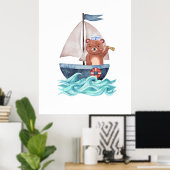 Poster Bateau à voile Vagues Nautique Été Boy Nursery (Bureau à domicile)