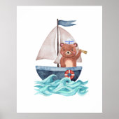 Poster Bateau à voile Vagues Nautique Été Boy Nursery (Devant)