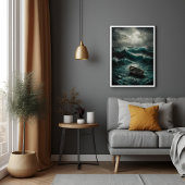 Poster Bateau abandonné dans Stormy Waters Ocean Art