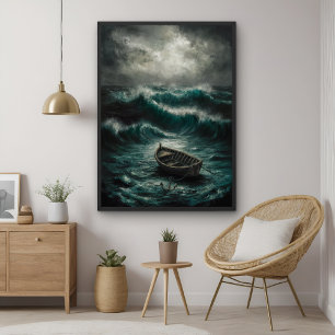 Poster Bateau abandonné dans Stormy Waters Ocean Art