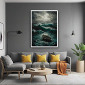 Poster Bateau abandonné dans Stormy Waters Ocean Art