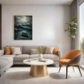 Poster Bateau abandonné dans Stormy Waters Ocean Art