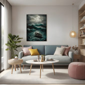 Poster Bateau abandonné dans Stormy Waters Ocean Art