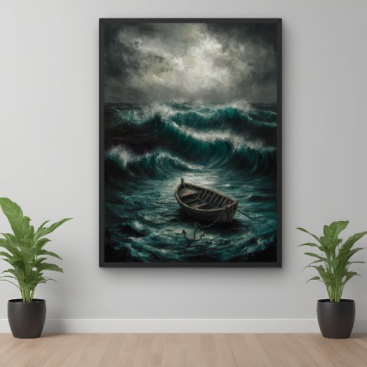 Poster Bateau abandonné dans Stormy Waters Ocean Art