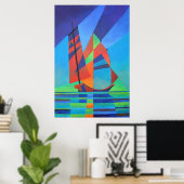 Poster Bateau Abstrait Art Junk contre Deep Blue Sky (Bureau à domicile)