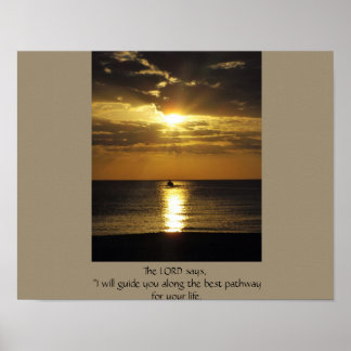 Poster Bateau au coucher du soleil