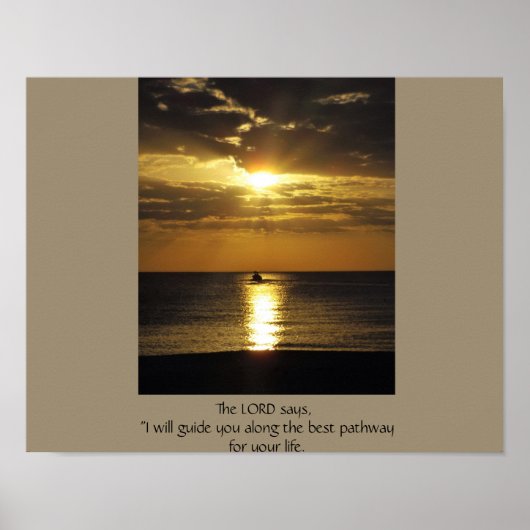 Poster Bateau au coucher du soleil (Devant)