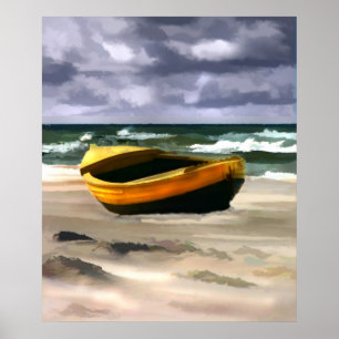 Poster Bateau avant la tempête océanique