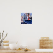 Poster Bateau avec Bouée Rouge (Cuisine)