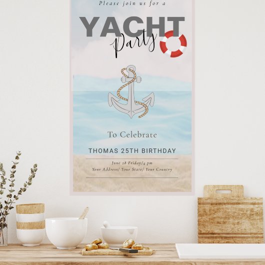 Poster Bateau bateau bateau bateau croisière fête d'anniv (Cuisine)