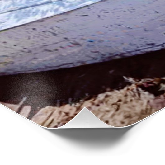 Poster Bateau blanc sur la plage Sables dorés Bleu mer Ph (Coin)