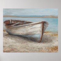 Bateau blanchi à la chaux sur la rive