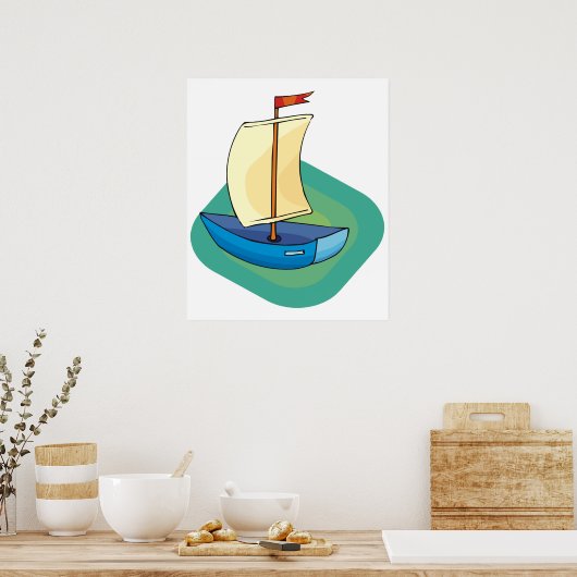 Poster Bateau bleu (Cuisine)