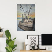 Poster bateau crevettier par Nancy Hellams (Bureau à domicile)