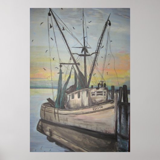 Poster bateau crevettier par Nancy Hellams (Devant)