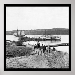 Poster Bateau d'approvisionnement Médicale sur la rivière