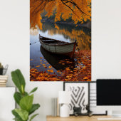 Poster Bateau d'automne sur la rivière Tranquil Wall Art (Bureau à domicile)