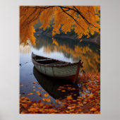 Poster Bateau d'automne sur la rivière Tranquil Wall Art (Devant)