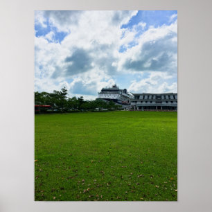Poster Bateau de croisière au port de Singapour avec term