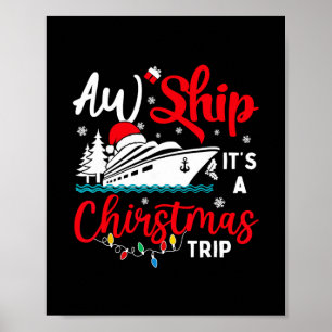 Poster Bateau de croisière de Noël de voyage de lumières