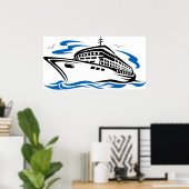Poster Bateau de croisière sur les vagues océaniques Voya (Bureau à domicile)