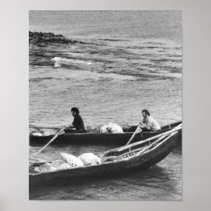 Poster Bateau de Currach de l'Irlande vintage, île d'Aran