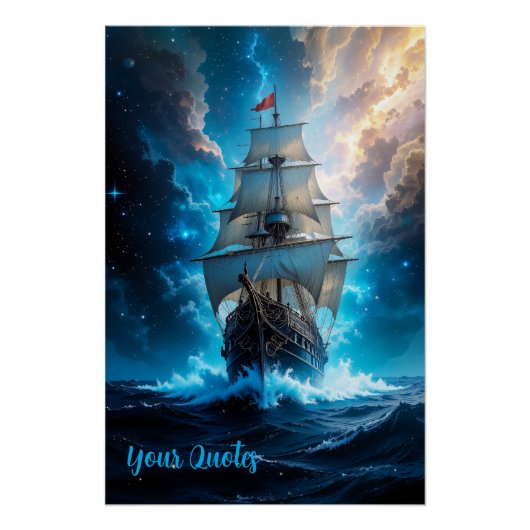 Poster Bateau de navigation de fantasy épique tempête océ (Devant)