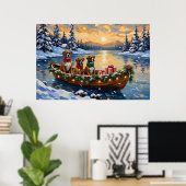 Poster Bateau de Noël Boxer Fêtes de fin d'année (Bureau à domicile)