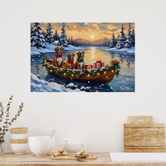 Poster Bateau de Noël Boxer Fêtes de fin d'année (Cuisine)