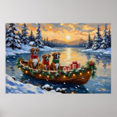 Poster Bateau de Noël Boxer Fêtes de fin d'année (Devant)