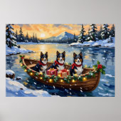 Poster Bateau de Noël Collie à poil long pour les Fêtes (Devant)