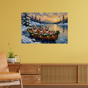 Poster Bateau de Noël de Noël Bulldog