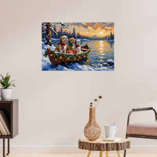 Poster Bateau de Noël du Shih Tzu pour les Fêtes