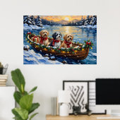 Poster Bateau de Noël Lhasa Apso pour les Fêtes (Bureau à domicile)