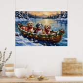 Poster Bateau de Noël Lhasa Apso pour les Fêtes (Cuisine)