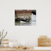 Poster Bateau de pêche au Tréport en France (Cuisine)