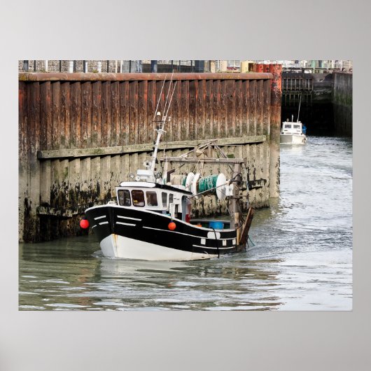 Poster Bateau de pêche au Tréport en France (Devant)