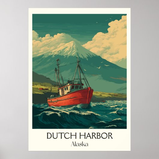 Poster Bateau de pêche de Dutch Harbor en Alaska (Devant)