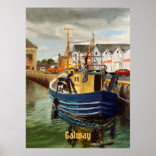 Poster Bateau de pêche de la ville panoramique de Galway