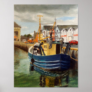 Poster Bateau de pêche de la ville panoramique de Galway