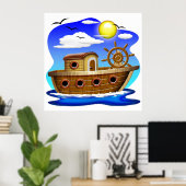 Poster Bateau de pêche dessin animé (Bureau à domicile)
