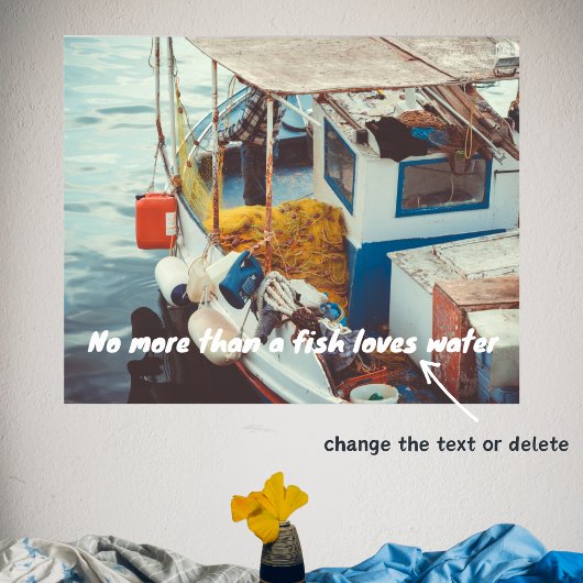 Poster Bateau de pêche en bord de mer Méditerranée