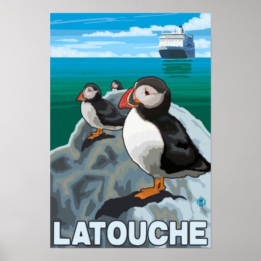 Poster Bateau de pêche et de croisière - Latouche, Alaska (Devant)